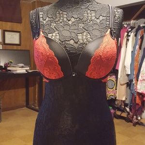 Red and Black Push-Up Bra